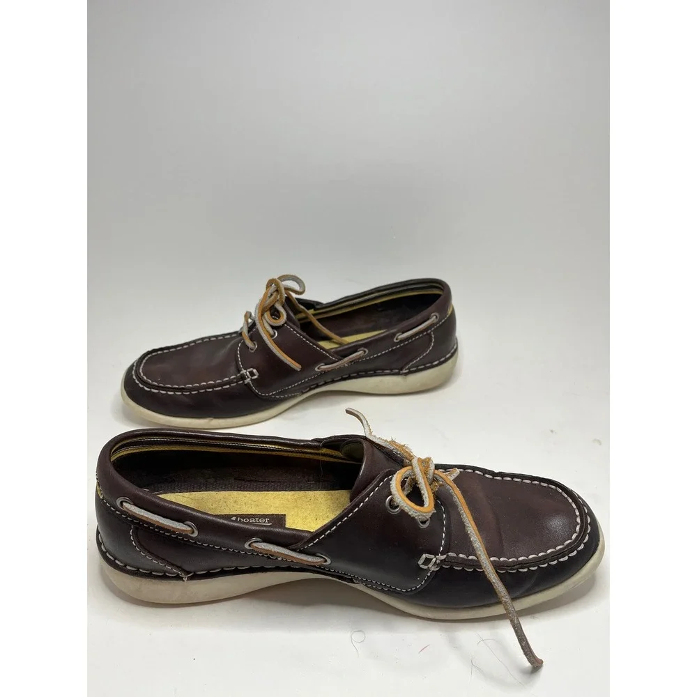 Bass Mens Boat Shoes 10M Brown Leather Boater Moc Toe Casual Lace Up  Two Eyelet